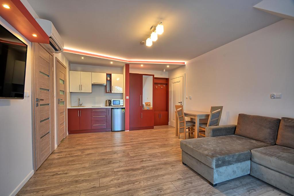 Kuchyň nebo kuchyňský kout v ubytování Jaworina- Apartamenty, Domki i Pokoje