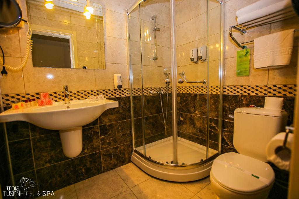 Koupelna v ubytování Troia Tusan Hotel