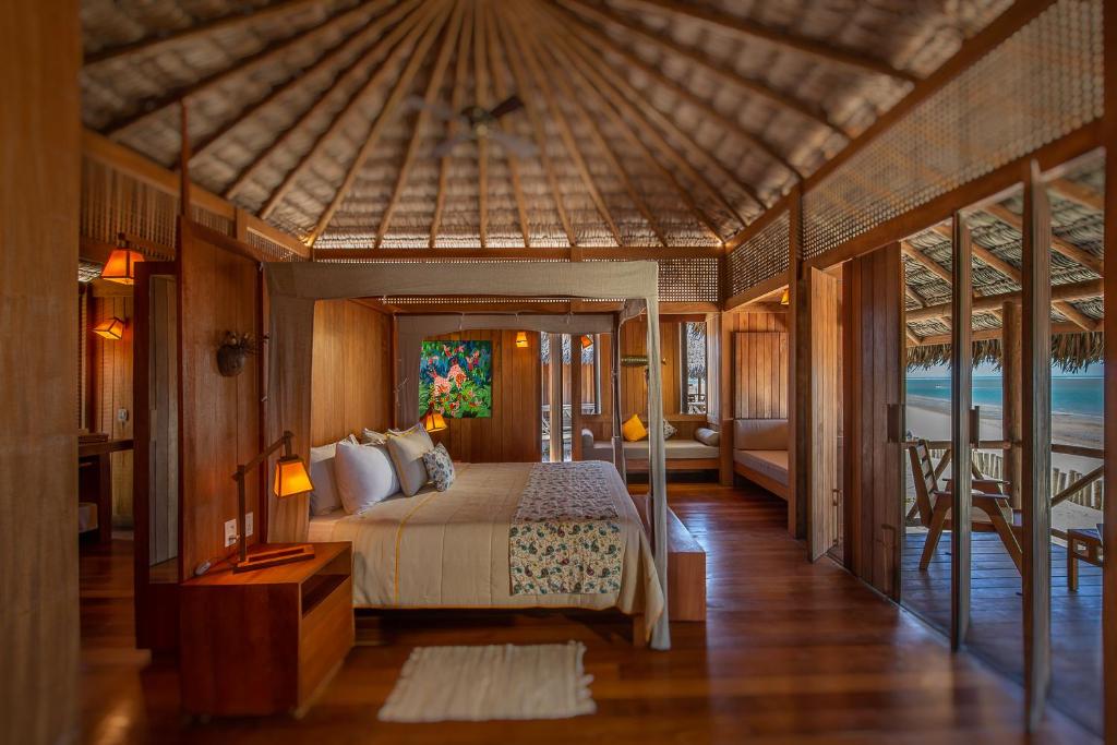 Cama ou camas em um quarto em Jaguaribe Lodge e Kite