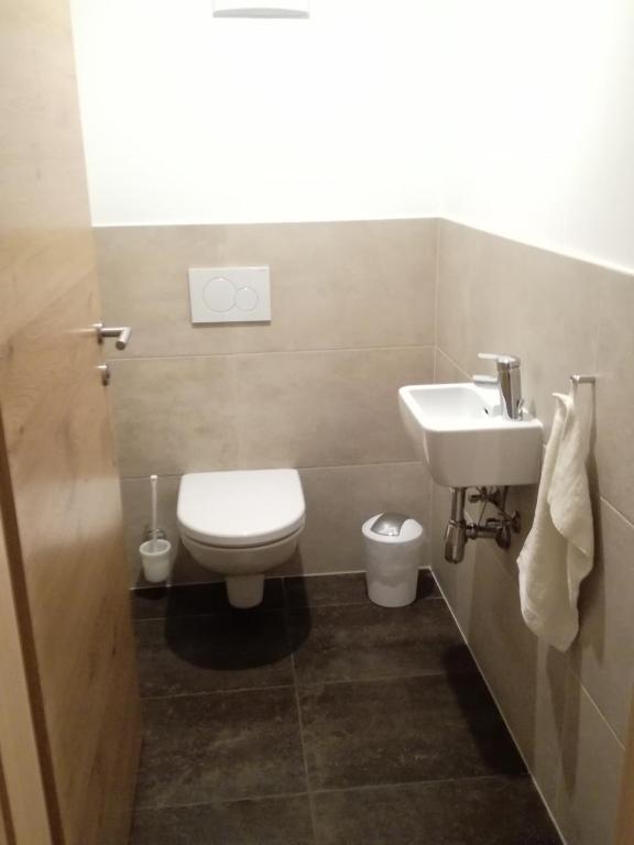 A bathroom at Alps Tux