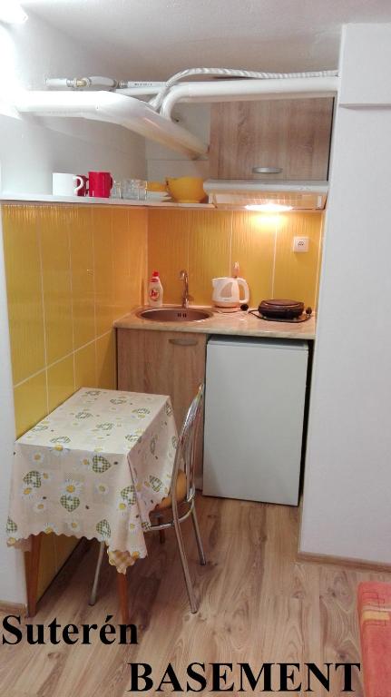 Kuchyň nebo kuchyňský kout v ubytování Apartmanovy dom Grand