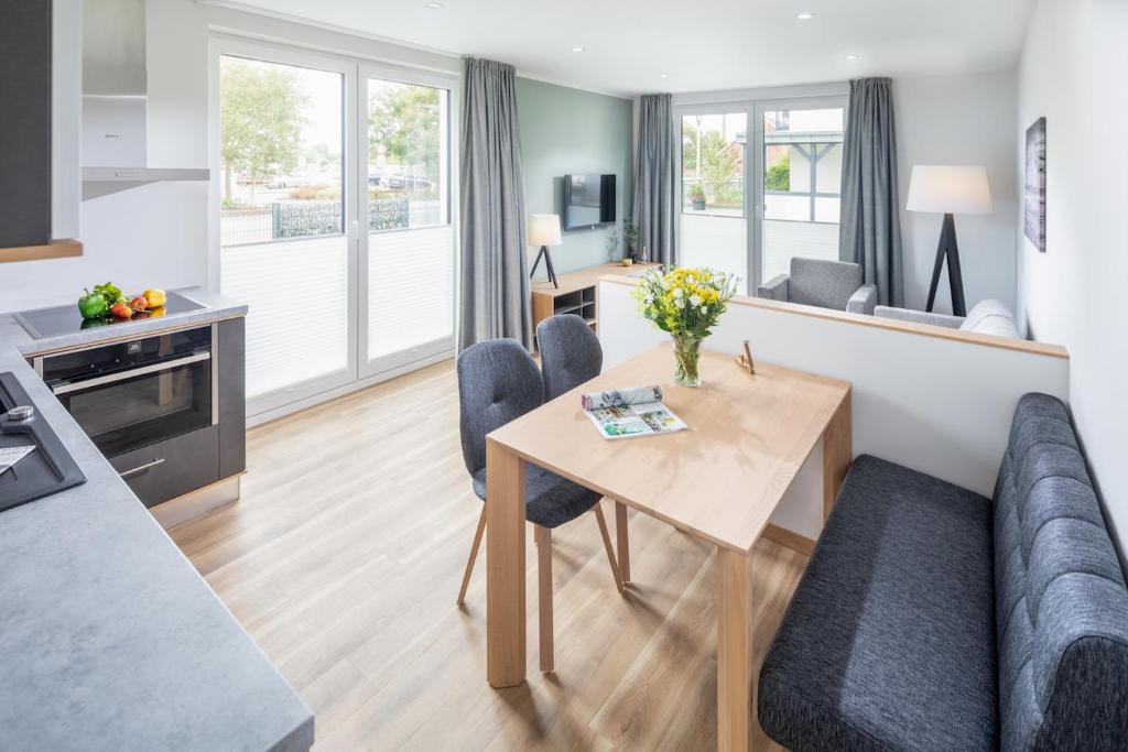Kuchyň nebo kuchyňský kout v ubytování Apartmenthaus B3