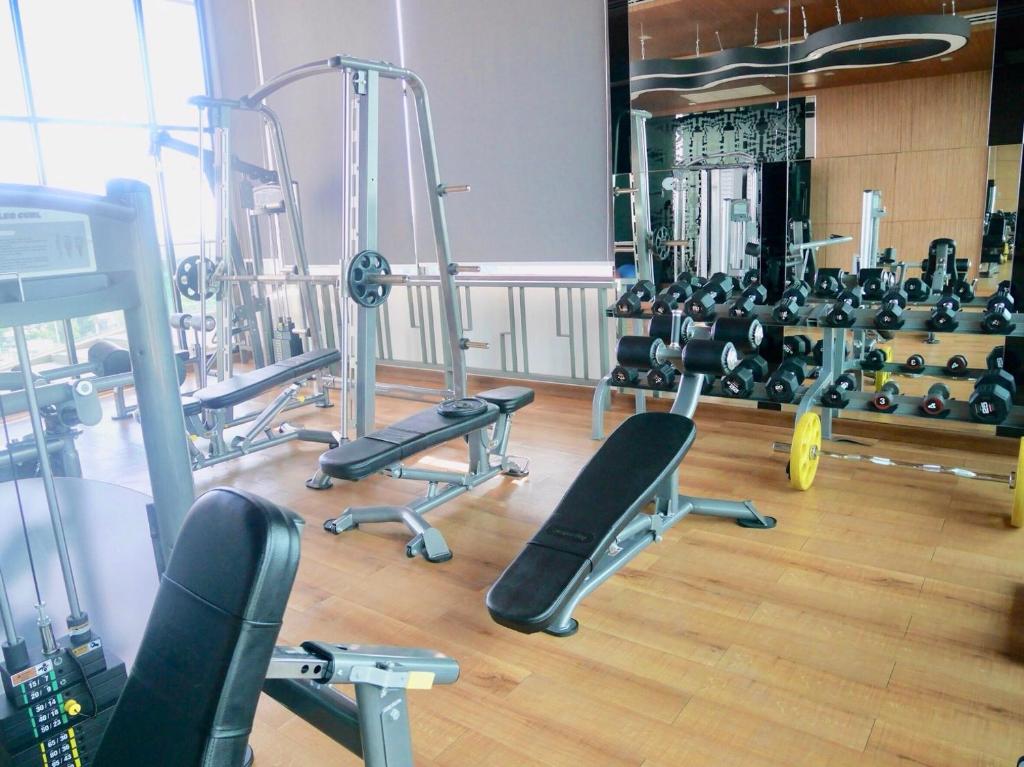 Fitness centrum a/nebo fitness zařízení v ubytování The Astra Luxury Condo in Town