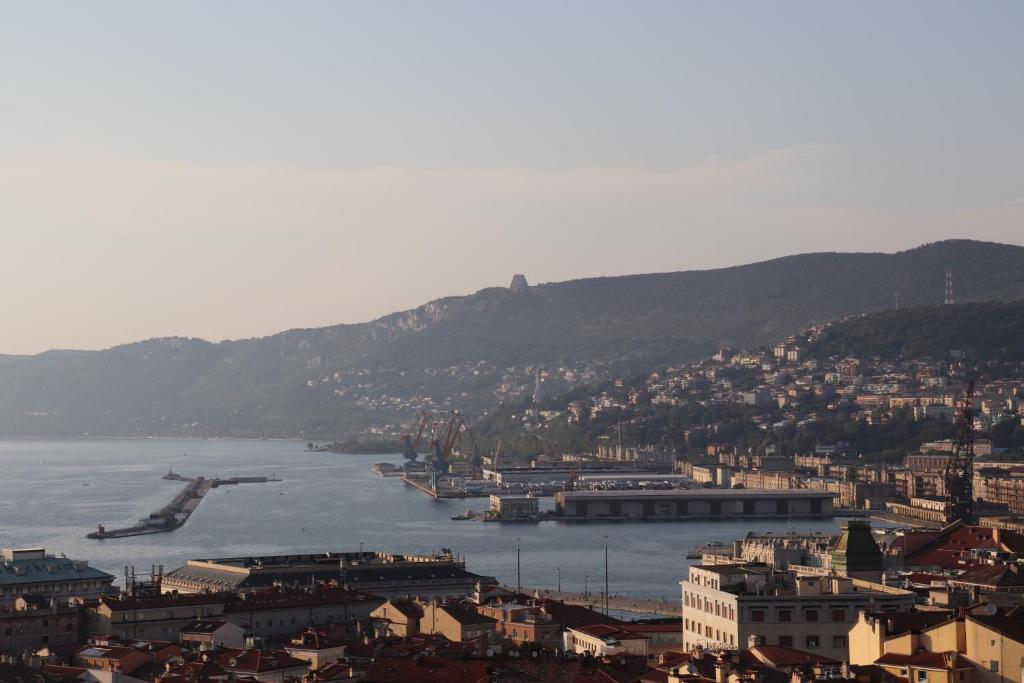 - une vue sur une ville avec une rivière et une ville dans l'établissement IR Panoramic, à Trieste