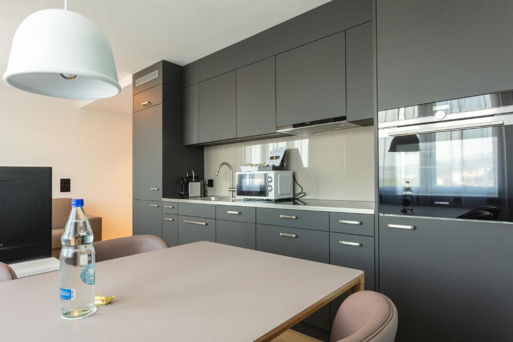 Kuchyň nebo kuchyňský kout v ubytování EMA House Serviced Apartments Superior Downtown