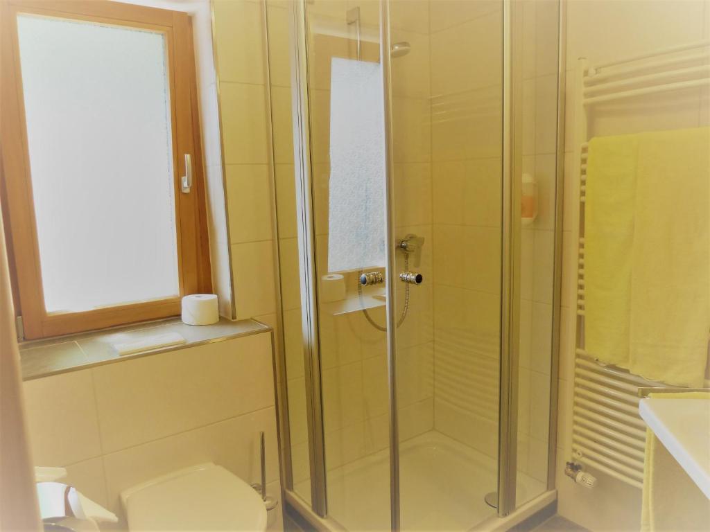 Koupelna v ubytování Alpina Appartements