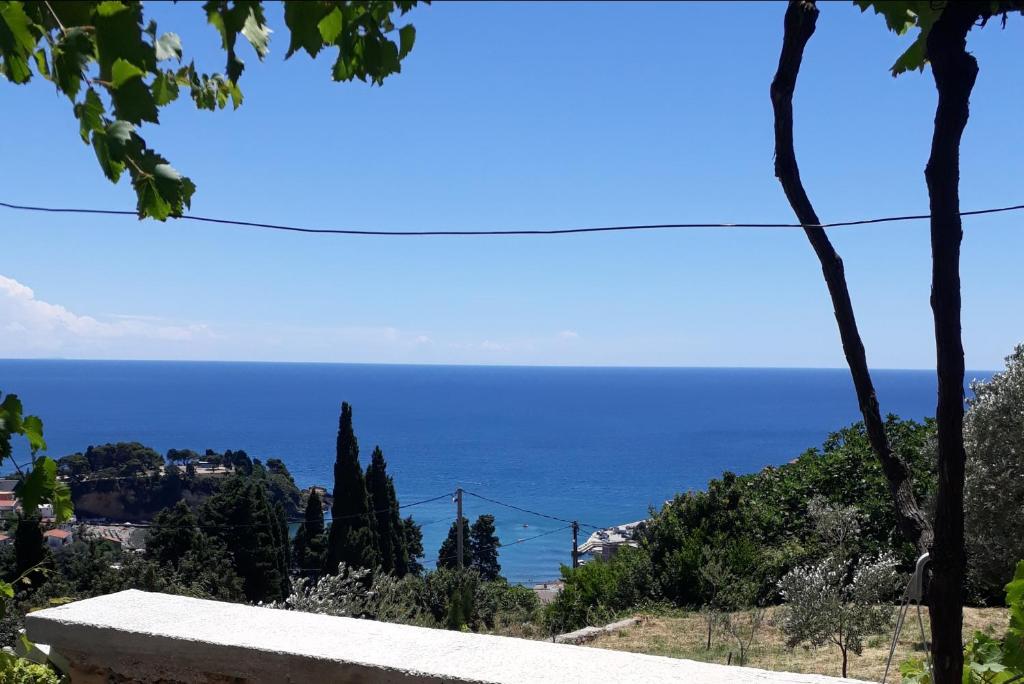 a view of the ocean from a hill at Apartman SB in Ulcinj
