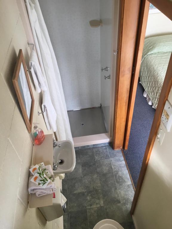 Koupelna v ubytování Alma Motel