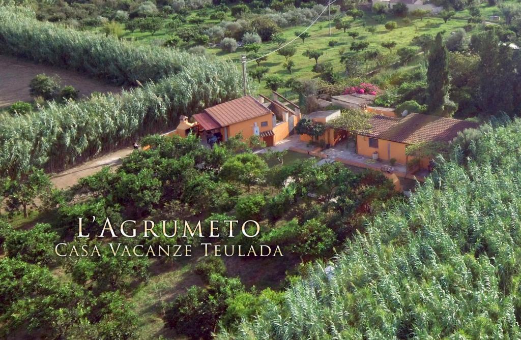 an aerial view of a house in a vineyard at Case Vacanza Teulada in Teulada