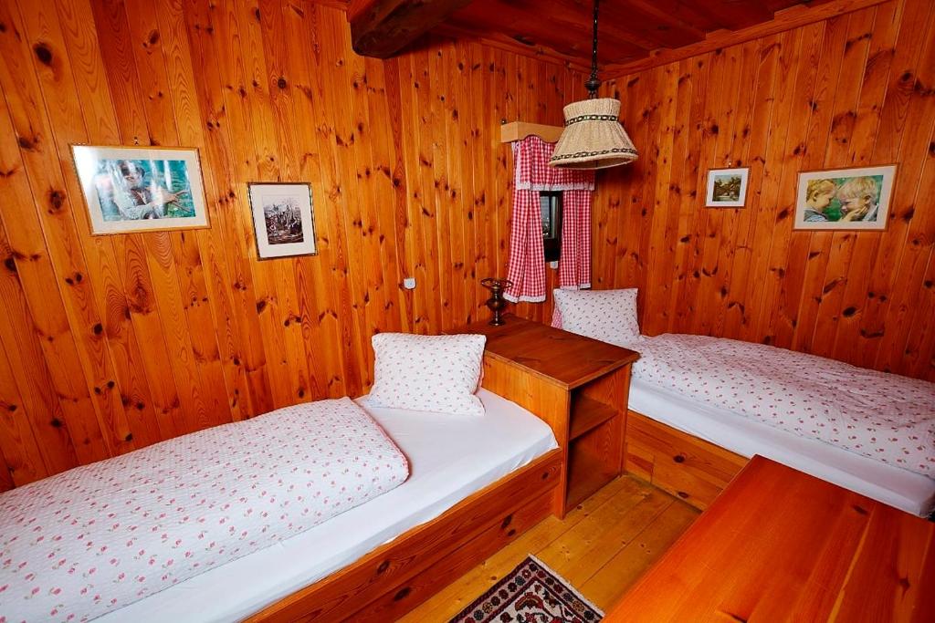 Postel nebo postele na pokoji v ubytování Hütte zum Verlieben