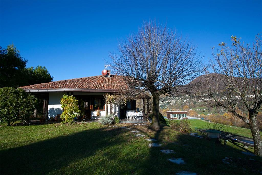 ein Haus mit einem Baum im Hof in der Unterkunft Villa Il Castagno in Castiglione dʼIntelvi
