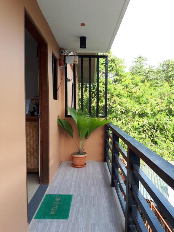 a porch with a potted plant on a balcony at MKB Pension in Coron