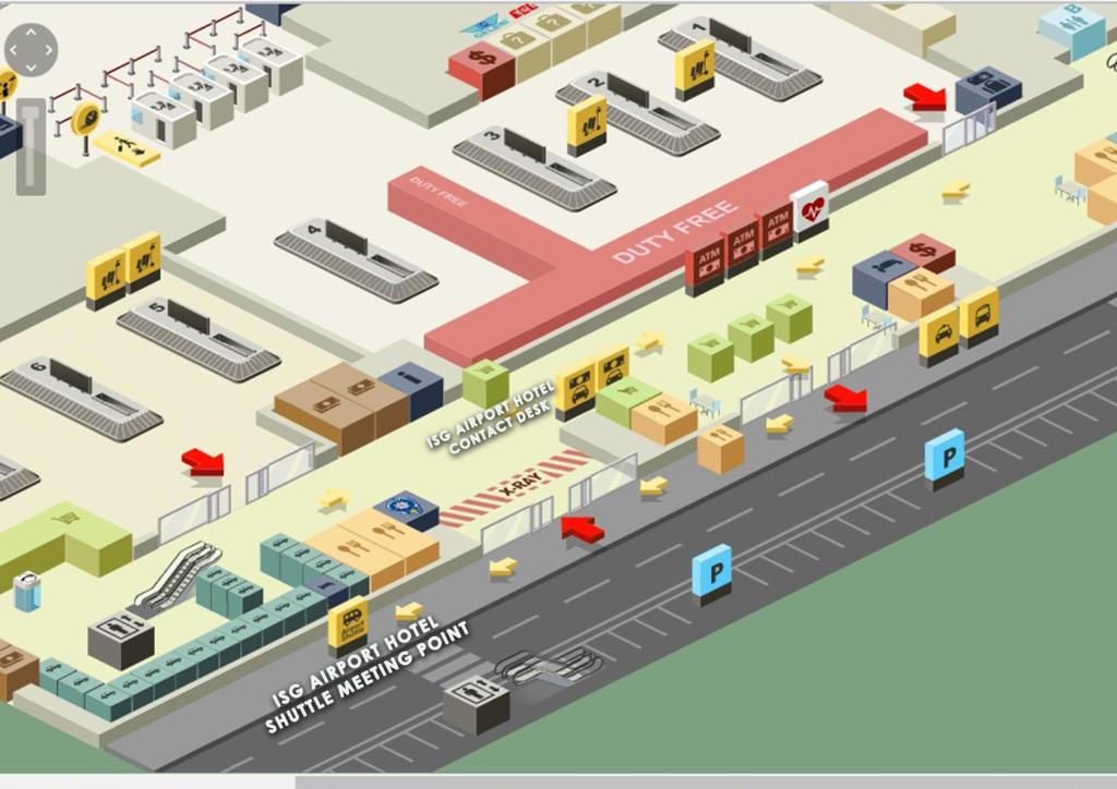an isometric illustration of a shopping mall at ISG Sabiha Gökçen Airport Hotel in Istanbul