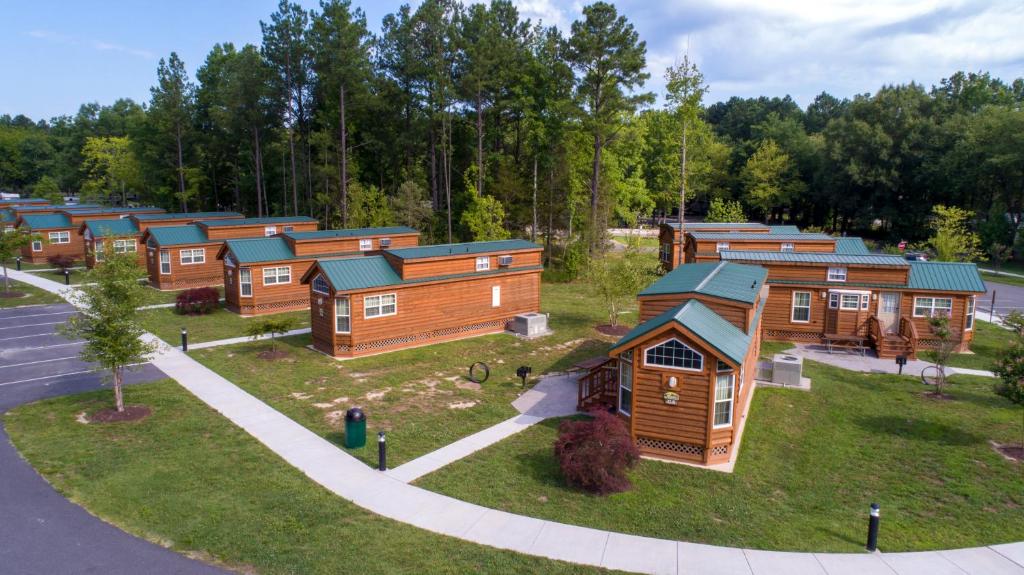 an aerial view of a row of tiny homes at Richmond North / Kings Dominion KOA in Doswell