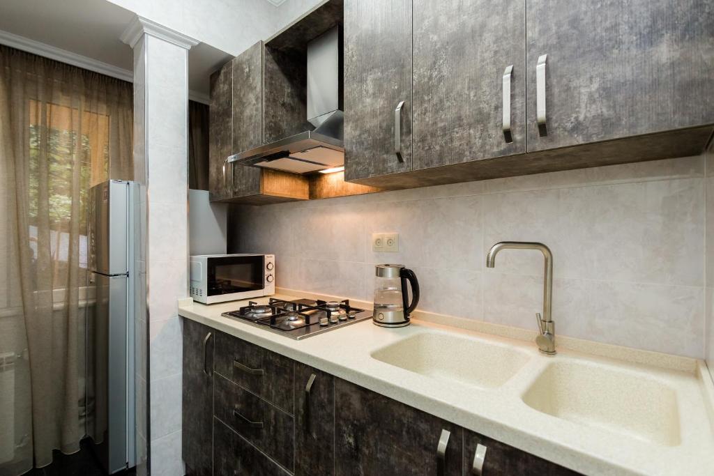 Kuchyň nebo kuchyňský kout v ubytování Star Hotel