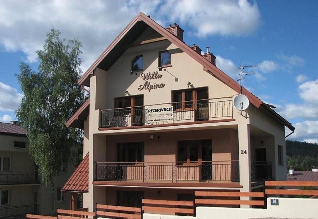 クリニツァ・ズドルイにあるWilla Alpina - Apartamenty Przy Wyciągachの看板付きの建物