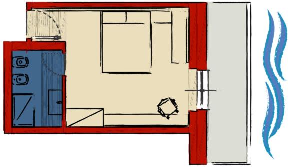 a floor plan of a house with a door at B&B Portorosso in Monopoli
