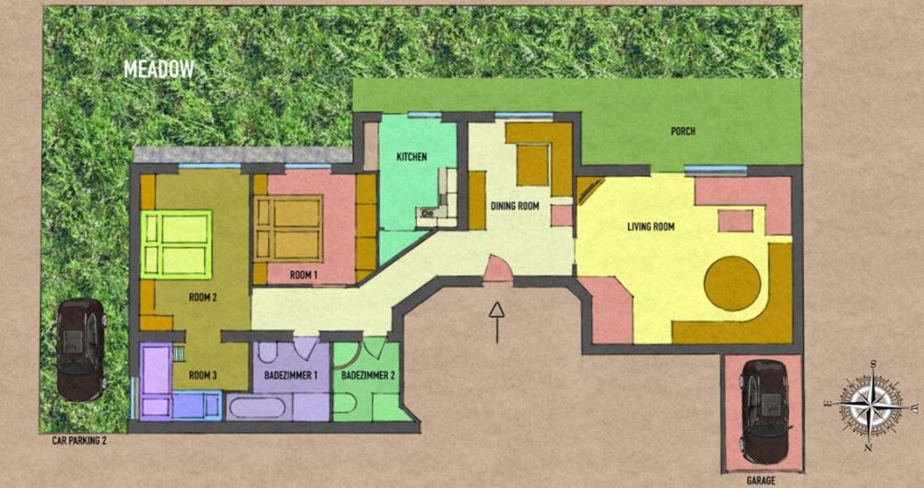 a floor plan of a house with at Ferienwohnung Scheibe in Neustift im Stubaital