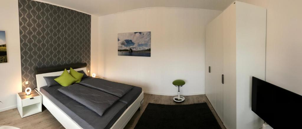 Postel nebo postele na pokoji v ubytování Auszeit am See