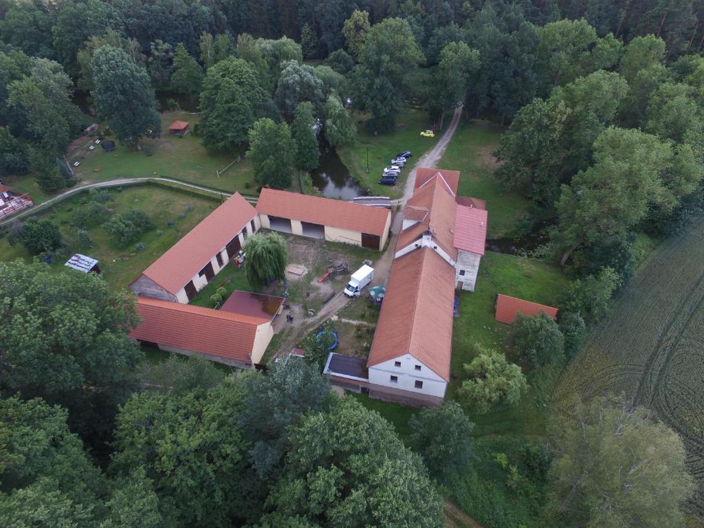 Letecký snímek ubytování Fähnrichův mlýn