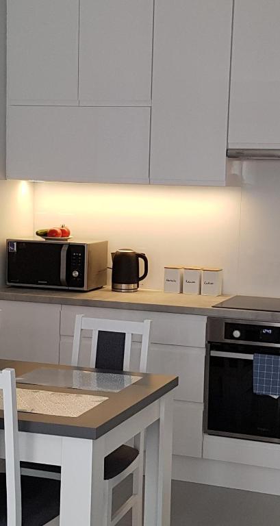 Kuchyňa alebo kuchynka v ubytovaní Gold Platinium apartament z widokiem na morze
