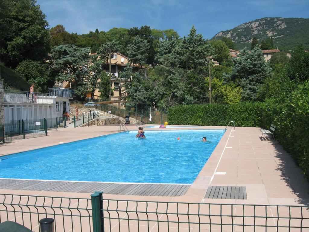 a group of people swimming in a swimming pool at Beautiful townhouse in Bargemon in Bargemon