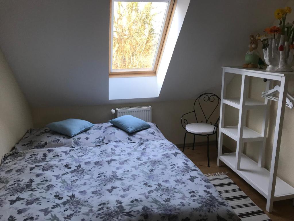 Postel nebo postele na pokoji v ubytování Ferienhaus im Fischersteig