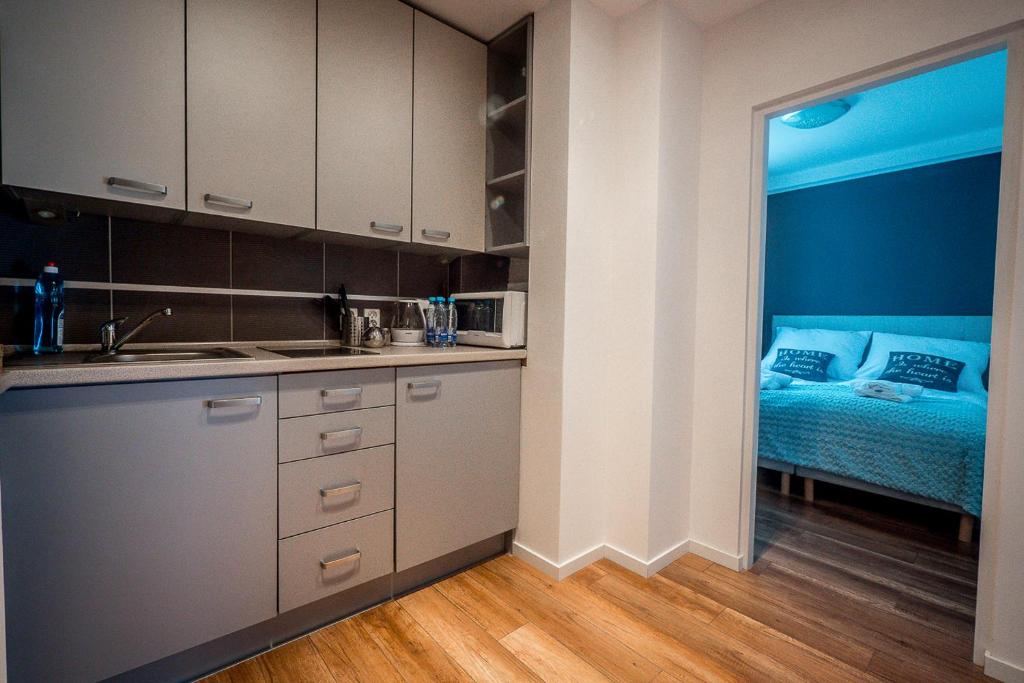 Kuchyňa alebo kuchynka v ubytovaní FUDA APARTAMENT DZIECI WRZESIŃSKICH 6/1/1