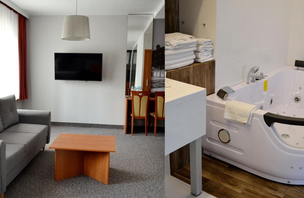 TV a/nebo společenská místnost v ubytování Hotel Malinowski Economy