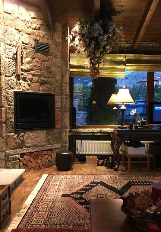 Televízia a/alebo spoločenská miestnosť v ubytovaní villa in Parnassos