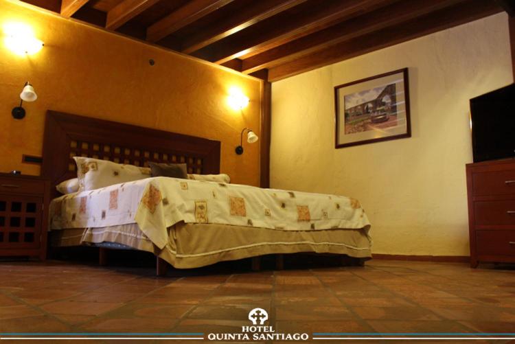 Postel nebo postele na pokoji v ubytování Hotel Quinta Santiago