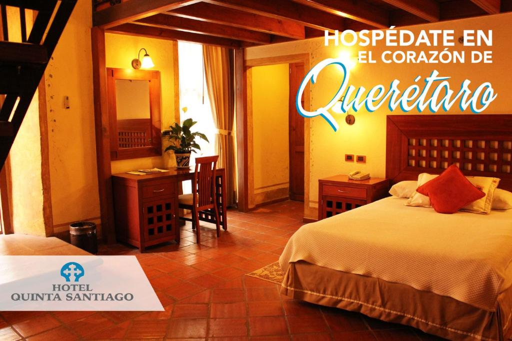 Postel nebo postele na pokoji v ubytování Hotel Quinta Santiago