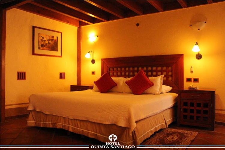 Postel nebo postele na pokoji v ubytování Hotel Quinta Santiago