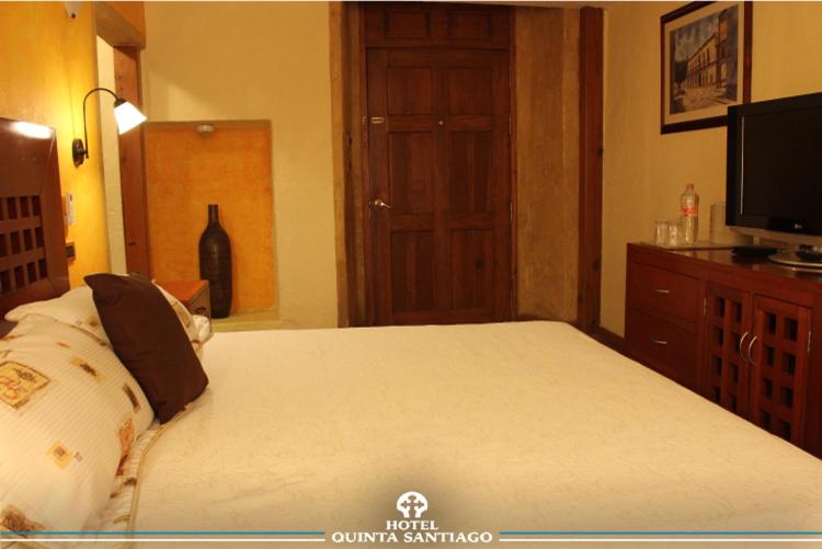 Postel nebo postele na pokoji v ubytování Hotel Quinta Santiago