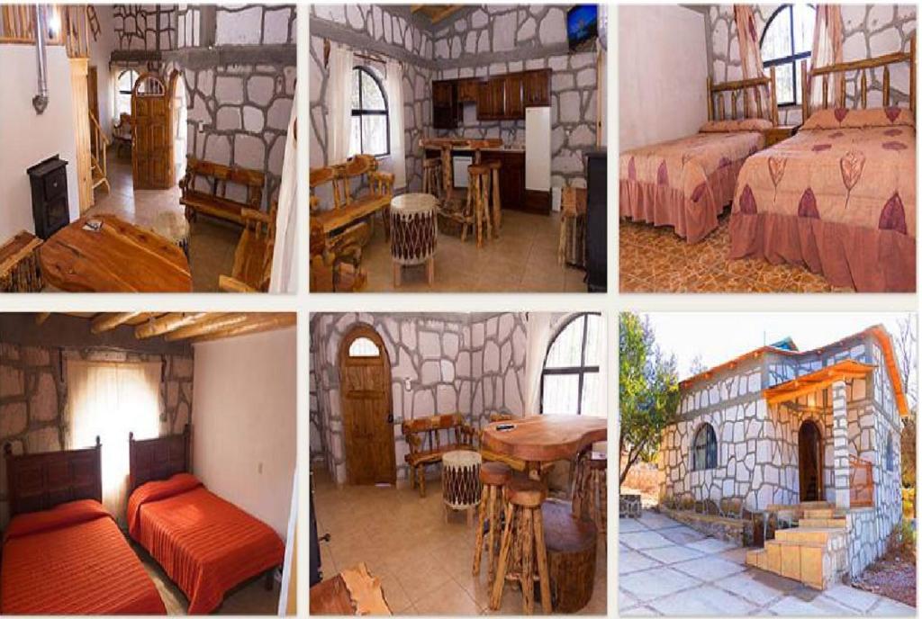 uma colagem de quatro fotos de uma casa em Cabañas las Gemelas em Areponapuchi