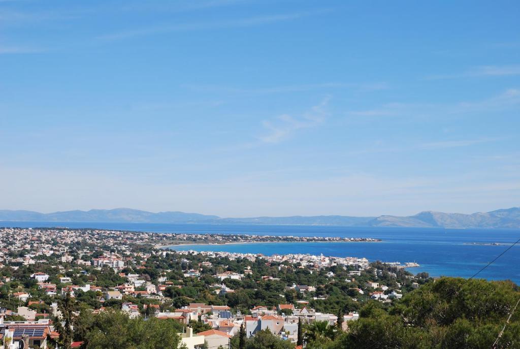 a view of a city and the water at Jenny's house,Agiou Ioannou 103 in Artemida