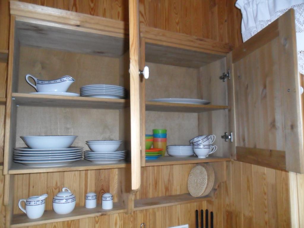 Eldhús eða eldhúskrókur á Ekra Cottages