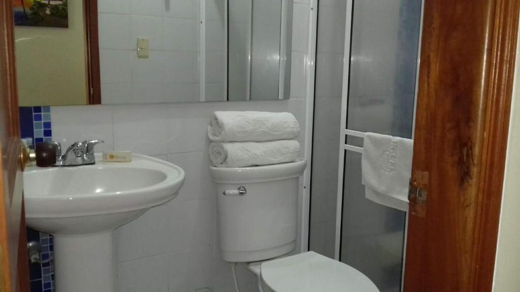 Koupelna v ubytování Hotel San Miguel Imperial