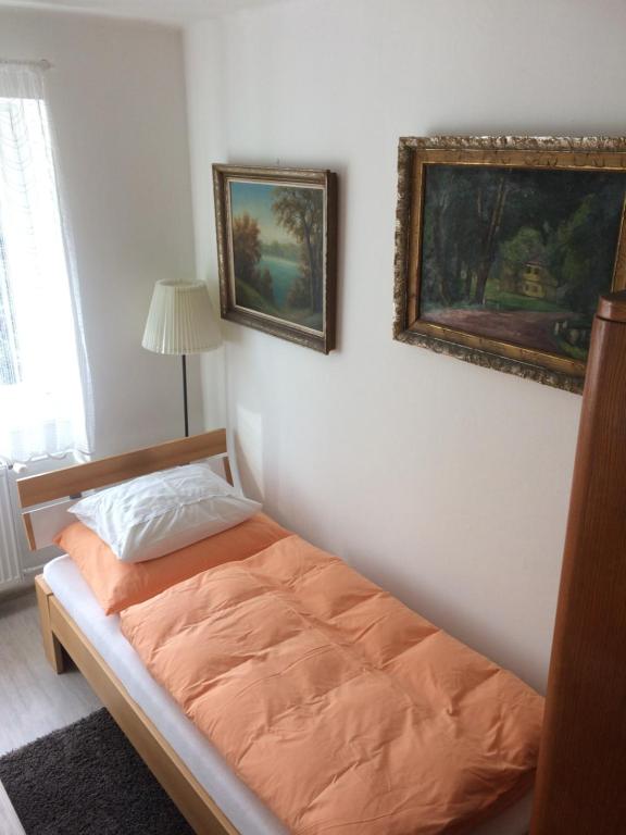 Llit o llits en una habitació de Apartmán Náměstí Horníků