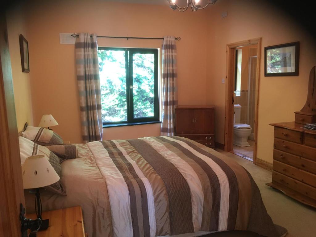 a bedroom with a large bed and a window at ocean view in Wexford