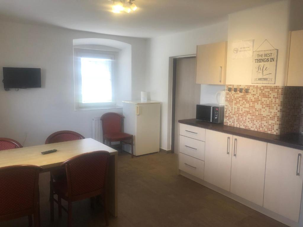 Kuchyň nebo kuchyňský kout v ubytování Ubytovna Statek Olomouc