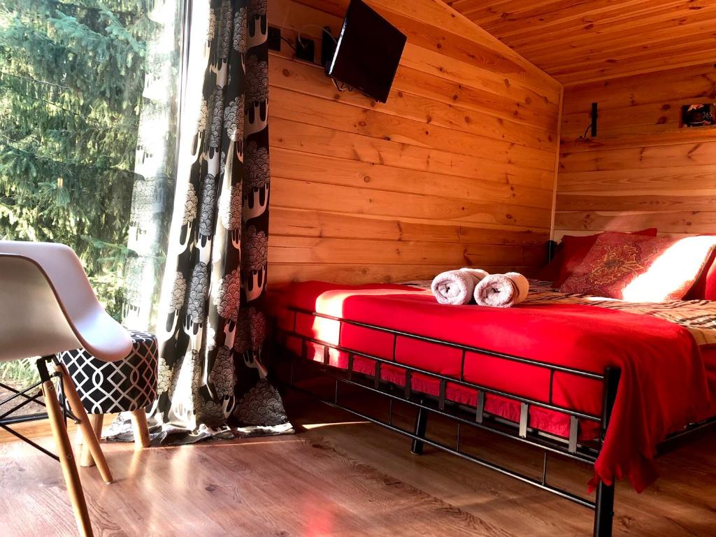 Postel nebo postele na pokoji v ubytování Domek w Długosiodle