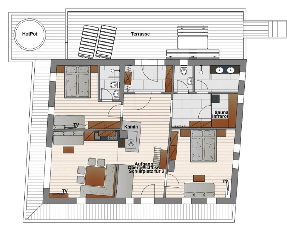 Půdorys ubytování Highking Chalet Grünegg