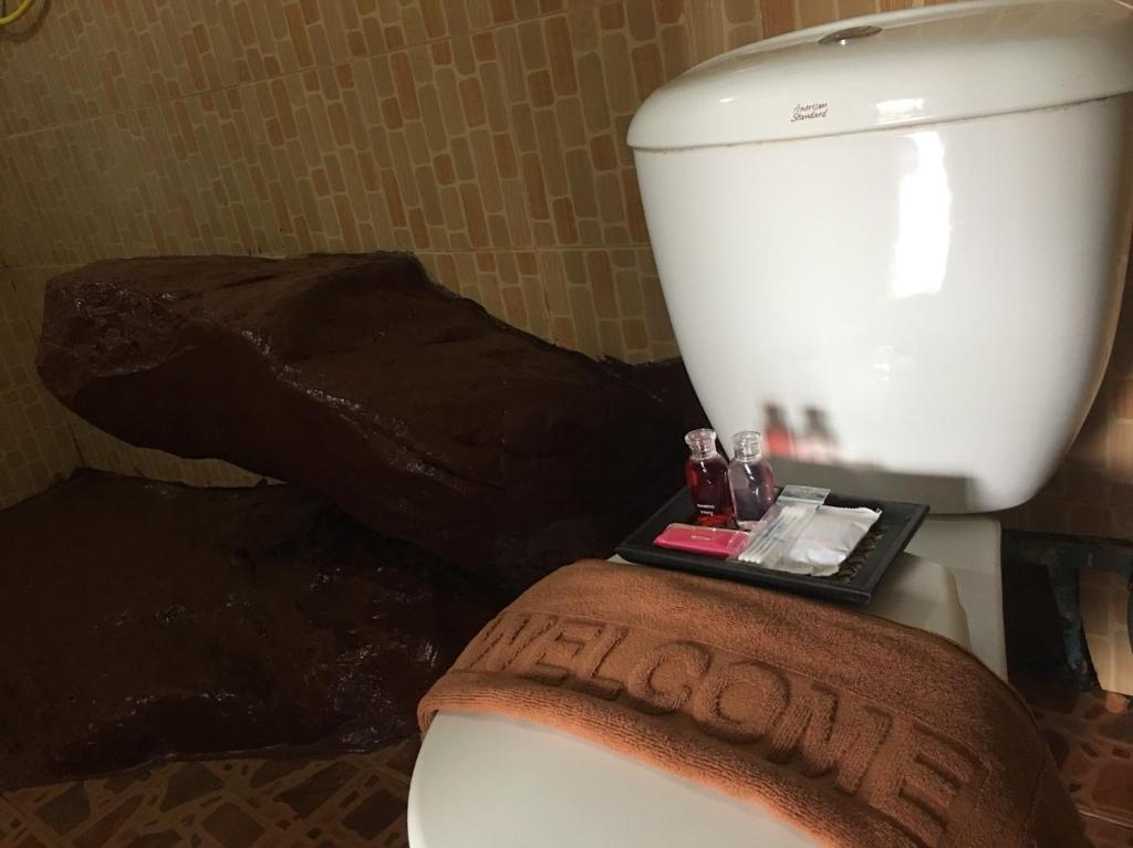 a close up of a toilet with a football on it at Phi Phi Green Hill Resort in Phi Phi Don