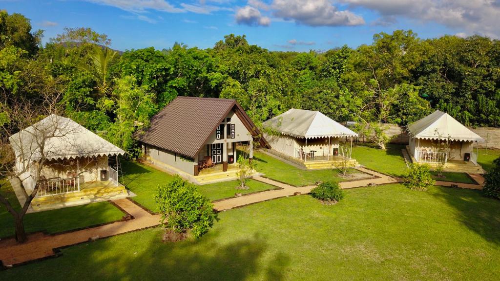 an aerial view of a house in a yard at Rangiri Dambulla Resort in Dambulla