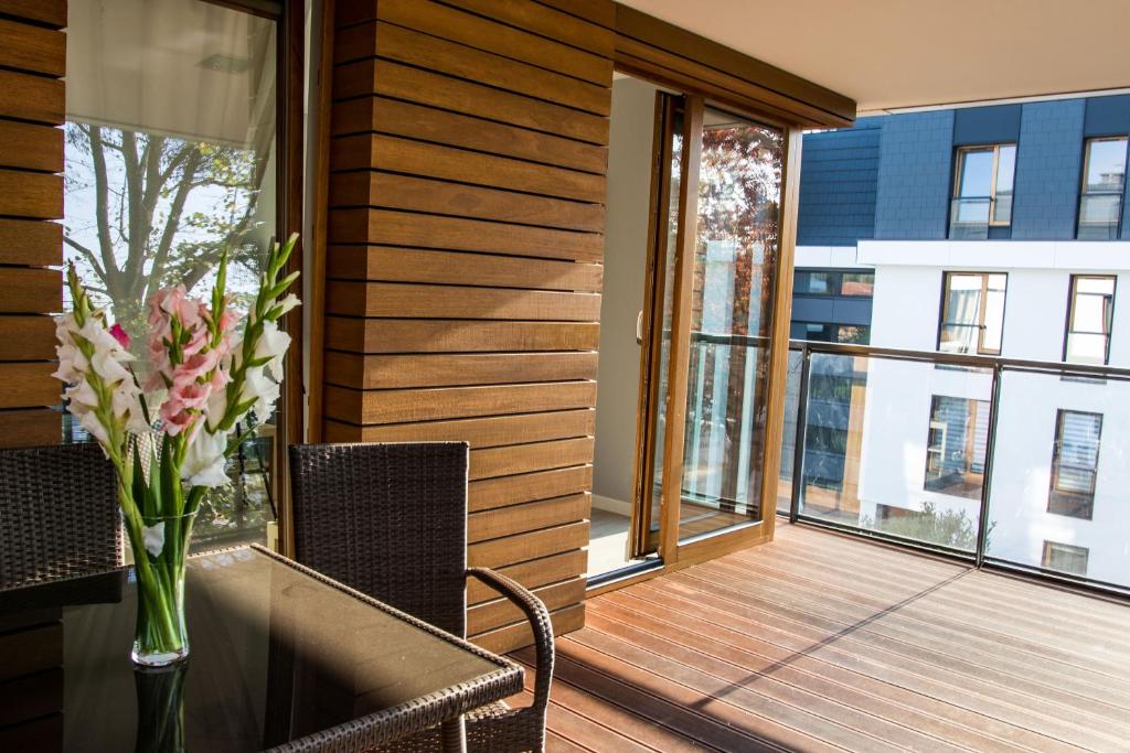 Balkón alebo terasa v ubytovaní Luxury Apartment Bursztynowa