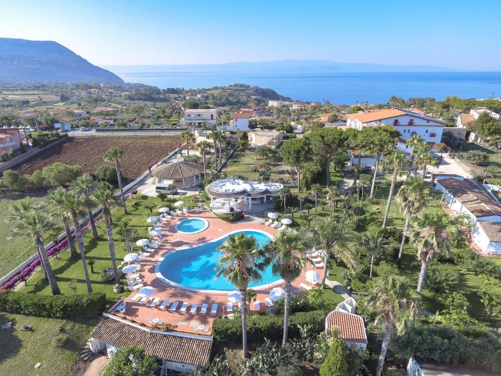 an aerial view of a resort with a swimming pool at Hotel Residence Costa Azzurra in Capo Vaticano