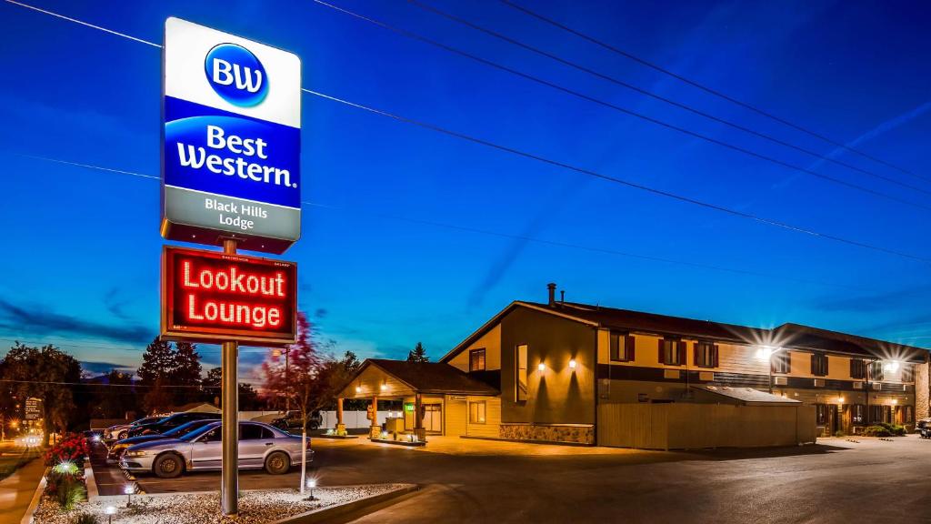 a best western sign in front of a store at Best Western Black Hills Lodge in Spearfish