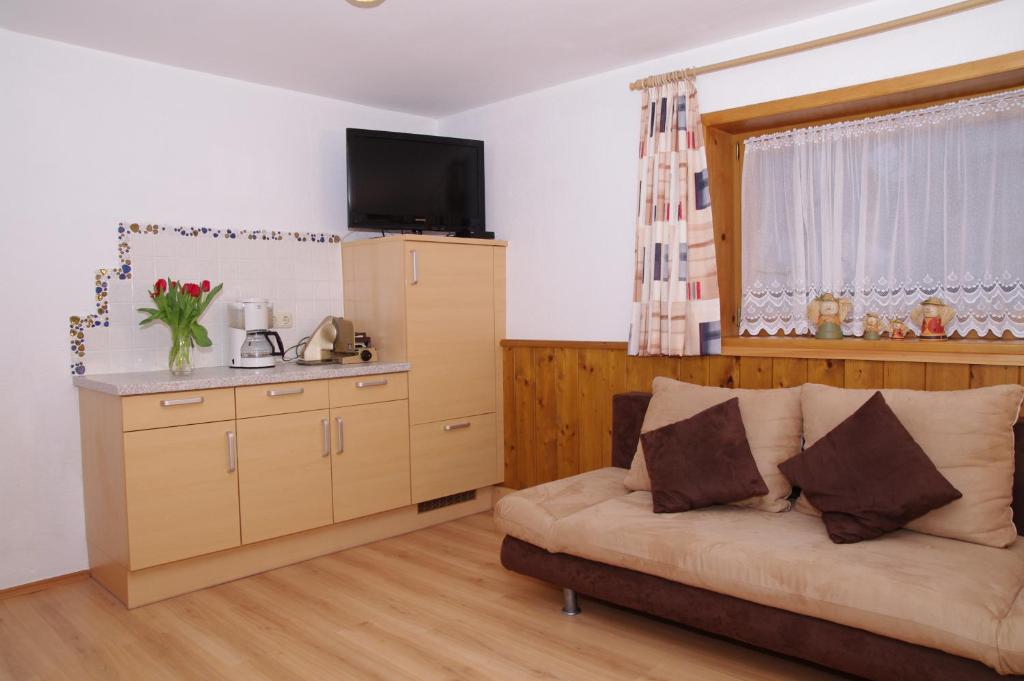 TV a/nebo společenská místnost v ubytování Haus Enzian
