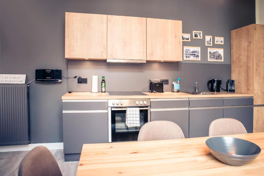 Kuchyň nebo kuchyňský kout v ubytování Schwerin City Apartment
